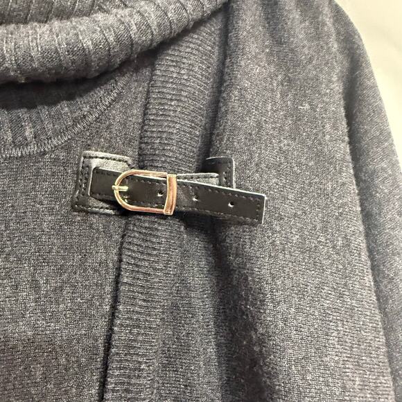 89th & Madison Gray Buckle Front Poncho Cape Sz M - Picture 5 of 13
